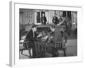 Employees of Mylly Koski Playing Pool and Chess in Game Room-Mark Kauffman-Framed Premium Photographic Print