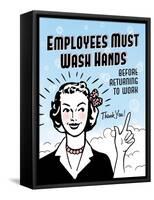 Employees Wash Hands-Retroplanet-Framed Stretched Canvas