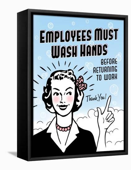 Employees Wash Hands-Retroplanet-Framed Stretched Canvas