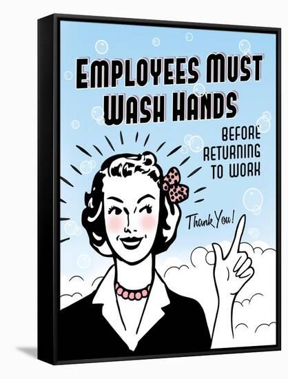 Employees Wash Hands-Retroplanet-Framed Stretched Canvas