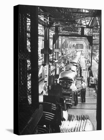 Employees Working on Cars as They Move Down Assembly Line-Ralph Morse-Stretched Canvas