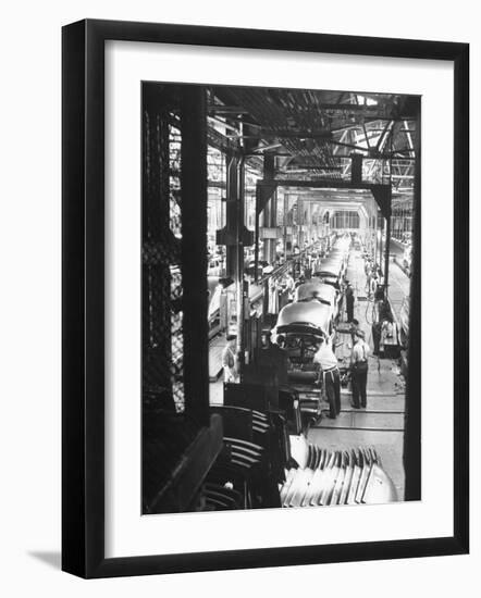 Employees Working on Cars as They Move Down Assembly Line-Ralph Morse-Framed Photographic Print