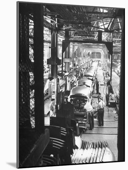 Employees Working on Cars as They Move Down Assembly Line-Ralph Morse-Mounted Photographic Print