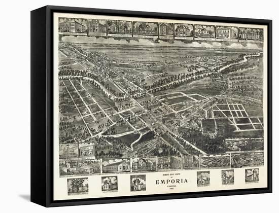 Emporia, Virginia - Panoramic Map-Lantern Press-Framed Stretched Canvas