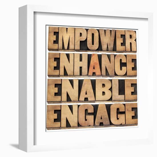 Empower, Enhance, Enable and Engage-PixelsAway-Framed Art Print