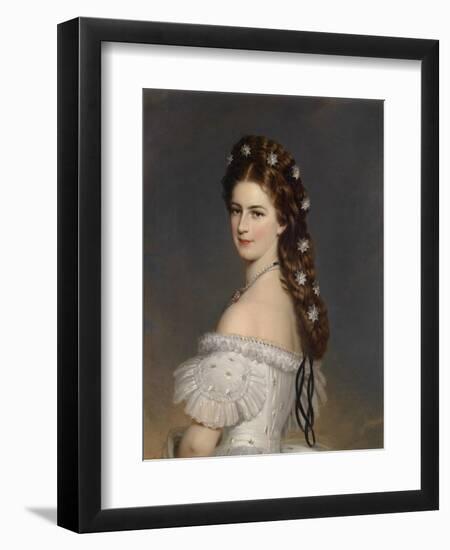 Empress Elizabeth of Austria with Diamond stars in her hair. Ca. 1860-Franz Xaver Winterhalter-Framed Giclee Print
