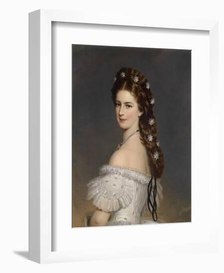 Empress Elizabeth of Austria with Diamond stars in her hair. Ca. 1860-Franz Xaver Winterhalter-Framed Giclee Print