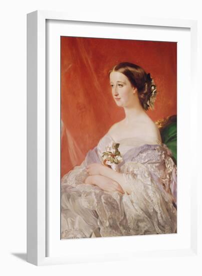 Empress Eugenie (1826-1920) after a Portrait by Francois Xavier Winterhalter (1806-73)-Jean Baptiste Ange Tissier-Framed Giclee Print