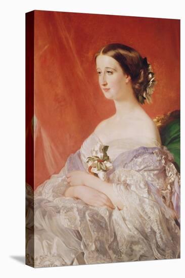 Empress Eugenie (1826-1920) after a Portrait by Francois Xavier Winterhalter (1806-73)-Jean Baptiste Ange Tissier-Stretched Canvas