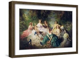 Empress Eugenie (1826-1920) Surrounded by Her Ladies-In-Waiting, 1855-Franz Xaver Winterhalter-Framed Giclee Print