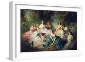 Empress Eugenie (1826-1920) Surrounded by Her Ladies-In-Waiting, 1855-Franz Xaver Winterhalter-Framed Giclee Print