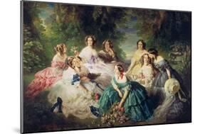 Empress Eugenie (1826-1920) Surrounded by Her Ladies-In-Waiting, 1855-Franz Xaver Winterhalter-Mounted Giclee Print