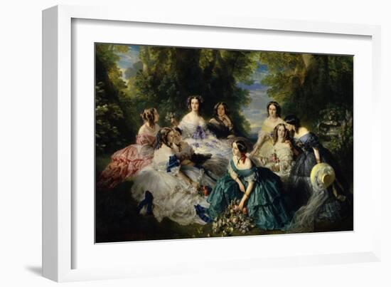 Empress Eugenie Surrounded by Ladies-In-Waiting, 1855-Franz Xaver Winterhalter-Framed Art Print