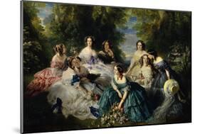 Empress Eugenie Surrounded by Ladies-In-Waiting, 1855-Franz Xaver Winterhalter-Mounted Art Print