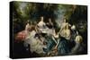 Empress Eugenie Surrounded by Ladies-In-Waiting, 1855-Franz Xaver Winterhalter-Stretched Canvas