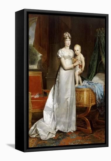 Empress Marie-Louise with the King of Rome-François Pascal Simon Gérard-Framed Stretched Canvas