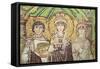 Empress Theodora with Her Court of Two Ministers and Seven Women, circa 547 AD-null-Framed Stretched Canvas
