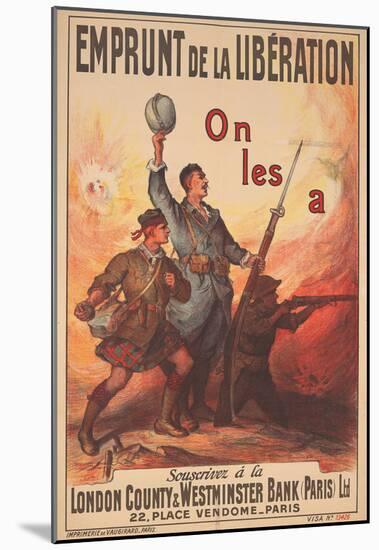 Emprunt de la Liberation War Bonds WWII War Propaganda Art Print Poster-null-Mounted Poster