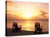 Empty Beach Chairs at Sunset, Denis Island, Seychelles-Sergio Pitamitz-Stretched Canvas