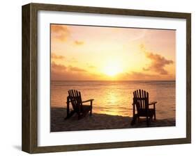 Empty Beach Chairs at Sunset, Denis Island, Seychelles-Sergio Pitamitz-Framed Premium Photographic Print