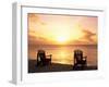 Empty Beach Chairs at Sunset, Denis Island, Seychelles-Sergio Pitamitz-Framed Premium Photographic Print