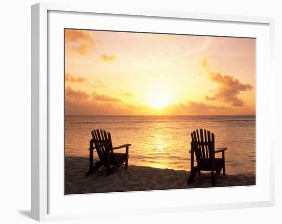 Empty Beach Chairs at Sunset, Denis Island, Seychelles-Sergio Pitamitz-Framed Photographic Print