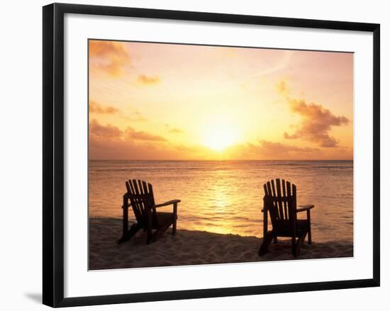 Empty Beach Chairs at Sunset, Denis Island, Seychelles-Sergio Pitamitz-Framed Photographic Print