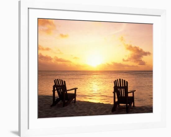 Empty Beach Chairs at Sunset, Denis Island, Seychelles-Sergio Pitamitz-Framed Photographic Print