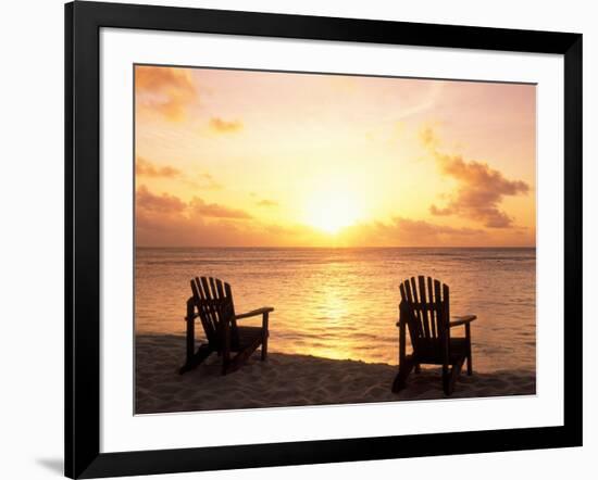 Empty Beach Chairs at Sunset, Denis Island, Seychelles-Sergio Pitamitz-Framed Photographic Print