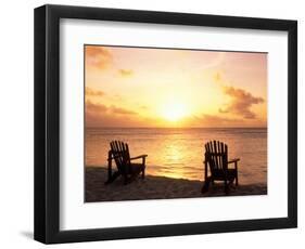 Empty Beach Chairs at Sunset, Denis Island, Seychelles-Sergio Pitamitz-Framed Photographic Print