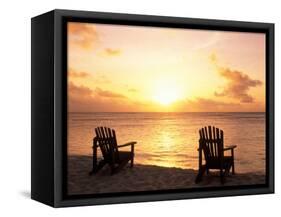 Empty Beach Chairs at Sunset, Denis Island, Seychelles-Sergio Pitamitz-Framed Stretched Canvas