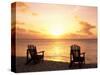 Empty Beach Chairs at Sunset, Denis Island, Seychelles-Sergio Pitamitz-Stretched Canvas
