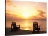 Empty Beach Chairs at Sunset, Denis Island, Seychelles-Sergio Pitamitz-Stretched Canvas