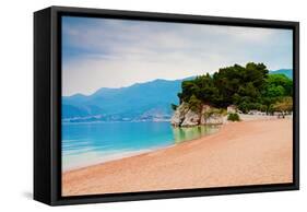Empty Beach of Saint Stephan, Montenegro-Lamarinx-Framed Stretched Canvas