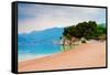 Empty Beach of Saint Stephan, Montenegro-Lamarinx-Framed Stretched Canvas