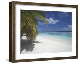 Empty Beach on Tropical Island, Maldives, Indian Ocean, Asia-Sakis Papadopoulos-Framed Photographic Print