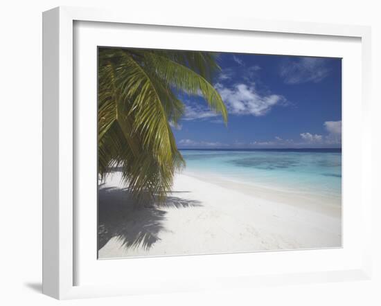 Empty Beach on Tropical Island, Maldives, Indian Ocean, Asia-Sakis Papadopoulos-Framed Photographic Print