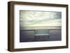 Empty Bench along the Boardwalk Overlooking the Currituck Sound in Duck in the Outer Banks of North-pdb1-Framed Photographic Print