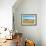 Empty bench amid wildflowers on the shingle beach at Pevensey Bay, East Sussex-Barry Davis-Framed Photographic Print displayed on a wall