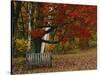 Empty Bench under Maple Tree, Twin Ponds Farm, West River Valley, Vermont, USA-Scott T^ Smith-Stretched Canvas