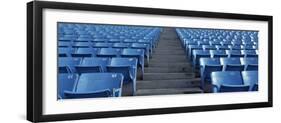 Empty Blue Seats in a Stadium, Soldier Field, Chicago, Illinois, USA-null-Framed Photographic Print