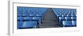 Empty Blue Seats in a Stadium, Soldier Field, Chicago, Illinois, USA-null-Framed Photographic Print
