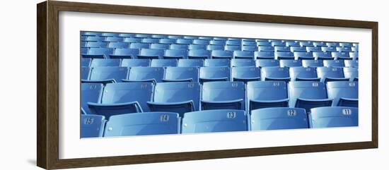 Empty Blue Seats in a Stadium, Soldier Field, Chicago, Illinois, USA-null-Framed Photographic Print