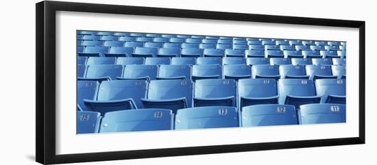 Empty Blue Seats in a Stadium, Soldier Field, Chicago, Illinois, USA-null-Framed Photographic Print