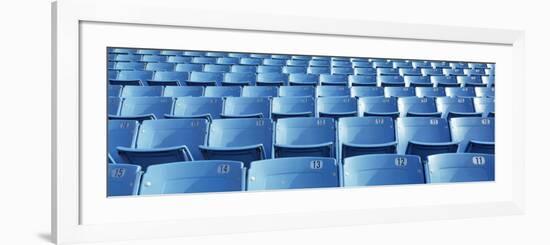 Empty Blue Seats in a Stadium, Soldier Field, Chicago, Illinois, USA-null-Framed Photographic Print