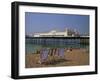 Empty Deck Chairs on the Beach and the Brighton Pier, Brighton, Sussex, England, United Kingdom-Miller John-Framed Photographic Print