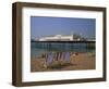 Empty Deck Chairs on the Beach and the Brighton Pier, Brighton, Sussex, England, United Kingdom-Miller John-Framed Photographic Print