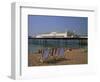 Empty Deck Chairs on the Beach and the Brighton Pier, Brighton, Sussex, England, United Kingdom-Miller John-Framed Photographic Print