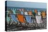 Empty Deckchairs on Pebble Beach in Devon, England, UK-Natalie Tepper-Stretched Canvas