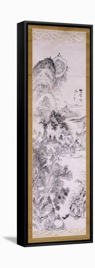 Empty Ferry at a Wilderness Crossing-Uragami Gyokudo-Framed Stretched Canvas